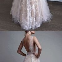 2017 A-Line Deep V-Neck Tulle Lace Appliques Floor-Length Long Sexy Party Prom Dresses,PD3900433 - Thumbnail 4