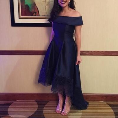 Blue high low formal dresses, elegant party dresses, prom dresses