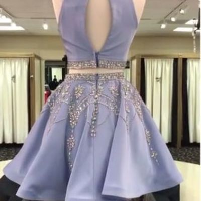 A-line jersey halter 2 piece bridesmaid dresses,short prom dresses,bridesmaid dresses,short prom dresses,pd3900411 - Thumbnail 3