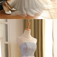 Homecoming Dress Silver Bowknot Lace-up Short Prom Dresses,Short Bridesmaid Dresses, PD3900407 - Thumbnail 1