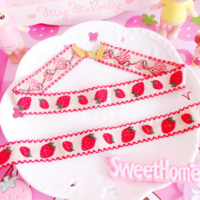 Sweet Strawberry Choker Necklace + Earrings Set - Thumbnail 1