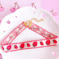 Sweet Strawberry Choker Necklace + Earrings Set - Thumbnail 4