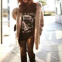 LOOSE KNIT CARDIGAN SWEATER JACKET - Thumbnail 1