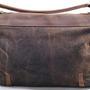 Brown Leather and Brown Canvas Messenger Bag, Overnight Bag, Shoulder Bag-3