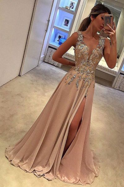 deep v neck prom dresses, long prom dresses, dresses for women, women's prom dresses ,PD3900243