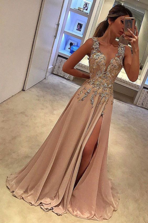 deep v neck prom dresses, long prom dresses, dresses for women, women's prom dresses ,PD3900243