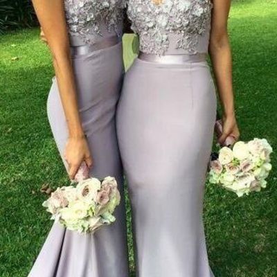 Legant chiffon long mermaid bridesmaid dress light grey sweetheart appliques beaded evening dresses,pd3900174 - Thumbnail 4