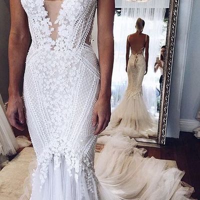 V-neck elegant mermaid open-back wedding dress high quality wedding dresses, prom dresses, evening dresses, bridesmaid dresses,pd3900173 - Thumbnail 2