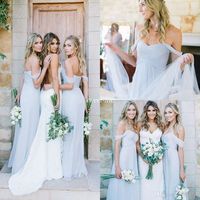 Sky Blue Off-shoulder Long Bridesmaid Dresses,long prom dresses,evening dresses,PD390044 - Thumbnail 1