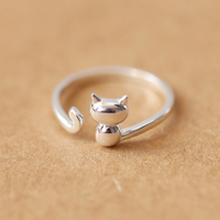 Cute S925 Sterling Silver Cat Ring - Thumbnail 1