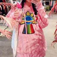 Harajuku Shiny Galaxy Planet Embroidered Hoodie Sweatshirt - Thumbnail 1