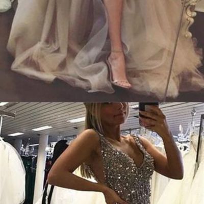 Gray prom dresse,princess prom dresses, long prom dress, tulle evening dress,split evening dresses,slit formal dresses,pd3900372