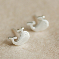 Tiny Sterling Silver Whale Earrings - Thumbnail 3