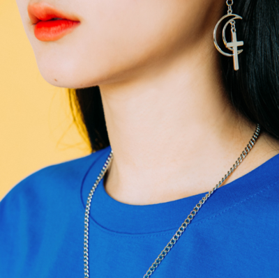 Celestial Moon and Cross Earrings