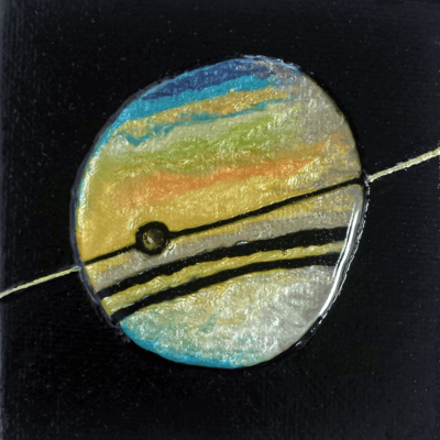 Saturn returns iv | mixed media | 3"x3" original painting - Thumbnail 1