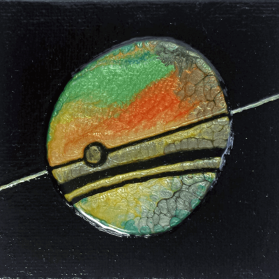 Saturn returns iii | mixed media | 3"x3" original painting - Thumbnail 1