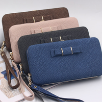 High Quality Bowknot design Women Long Wallet Card Holder Cellphone Pocket Money Bag Clutch - Thumbnail 1