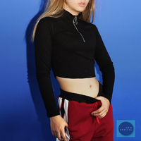 Free Shipping-SOFT GRUNGE ZIP CROPPED SHIRT - Thumbnail 1