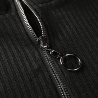 Free Shipping-SOFT GRUNGE ZIP CROPPED SHIRT - Thumbnail 2