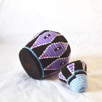  Berber Basket Handwoven Vintage Moroccan Wool Lidded Basket - Thumbnail 3