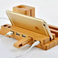 Wood Stand For Apple Watch iPhone iPad Charging Base IPS10 - Thumbnail 2