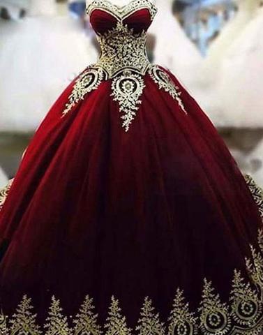 Gorgeous Prom Gowns with Applique, Burgundy Ball Gowns, Party Dresses 2018
