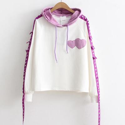 Color block heart hoodie sweater