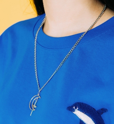 MOON AND CROSS NECKLACE