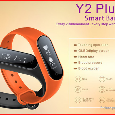 Y2+ plus 0.87' oled smart fitness bracelet heart rate blood pressure + oxygen ip67 pedometer - Thumbnail 3