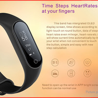 Y2+ Plus 0.87' OLED Smart Fitness Bracelet Heart Rate Blood Pressure + Oxygen IP67 Pedometer - Thumbnail 1