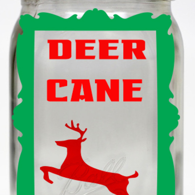 Customized large mason jar deer cane christmas scene vinyl lettering 
