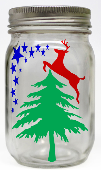 Customized large mason jar christmas scene vinyl lettering 