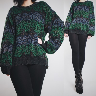 Reserved for @13 silverjay 13 - vintage magical graphic knit slouchy sweater 