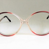 Big Pink Round Eyeglasses, Womens Vintage 1980s Designer Gloria Vanderbilt Glasses - Thumbnail 2