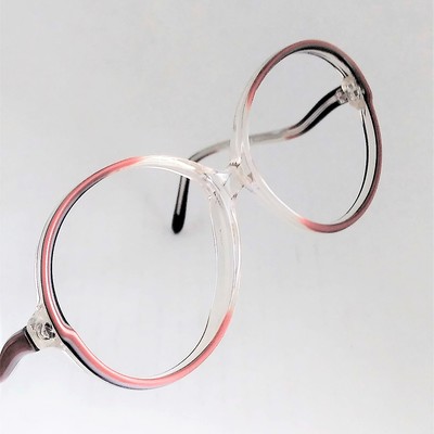Big pink round eyeglasses, womens vintage 1980s designer gloria vanderbilt glasses