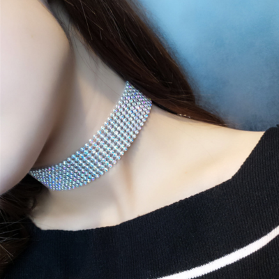 Holopunk rhinestone choker