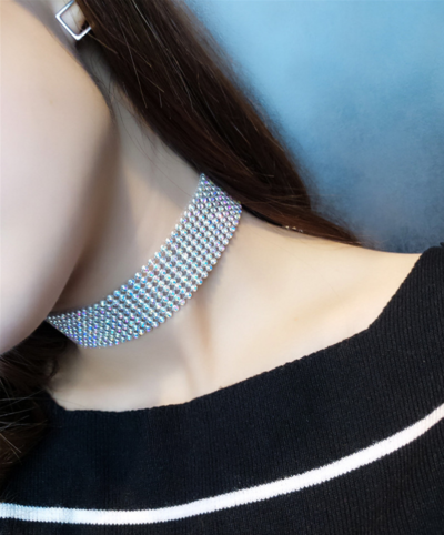 Holopunk Rhinestone Choker
