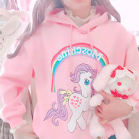 Kawaii Rainbow Unicorn Hoodie Sweatshirt - Thumbnail 4
