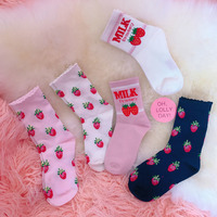5 Pairs Milk Strawberry Socks - Thumbnail 2