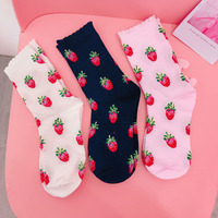 5 Pairs Milk Strawberry Socks - Thumbnail 1