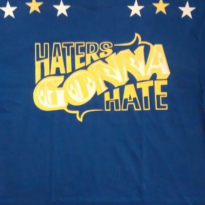 Haters gonna hate. (royalblue,yellow&white) tshirt.