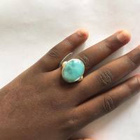 Larimar and Silver Ring - Thumbnail 1