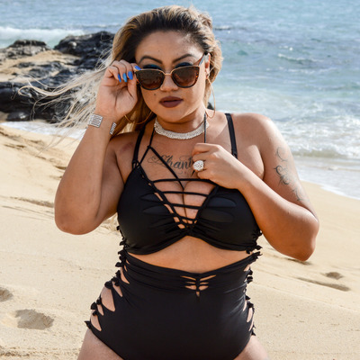 Twisted nightshade high waisted two piece swimsuit