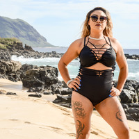 Twisted Nightshade High Waisted Two Piece Swimsuit - Thumbnail 1