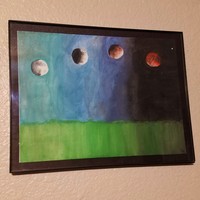 Blood Moon Eclipse watercolor prints - Thumbnail 1