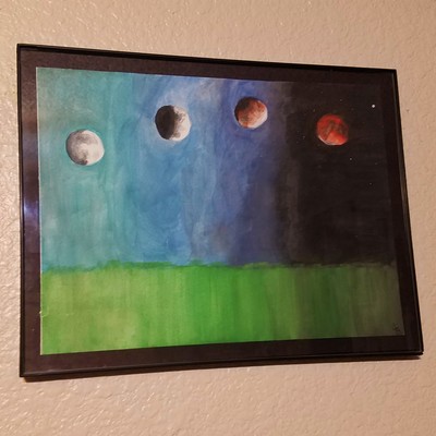 Blood moon eclipse watercolor prints