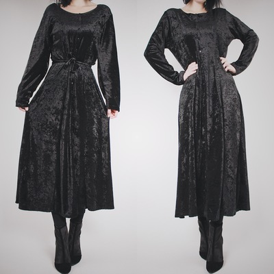 Reserved for maxx - charmed - vintage 90s crushed velvet button front gown 