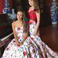 New Arrival 3 Styles Floral Long Prom Dresses Evening Dresses - Thumbnail 1