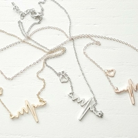 Just Live - Necklaces - Heart Beat Charm Necklace - Gold, Rosegold and Silver tones - Heartbeat Necklace  - Thumbnail 2