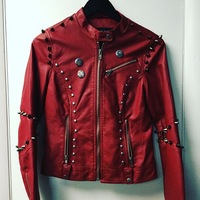 Thriller Red Leather Jacket - Thumbnail 1